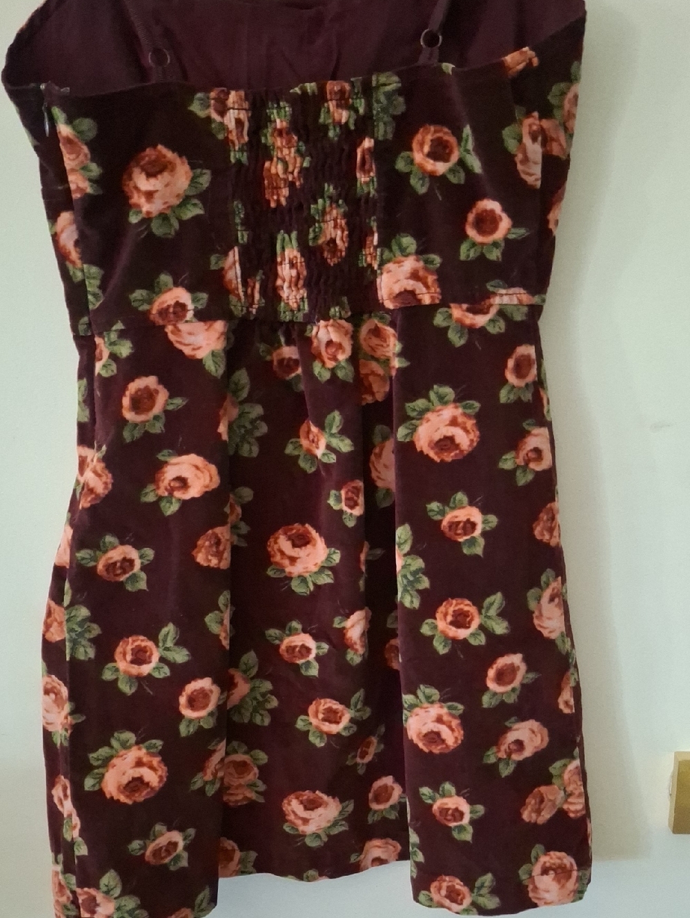 Urban Outfitters Burgundy Floral Sweetheart Neckline Mini Dress with Label - Picture 2 of 3